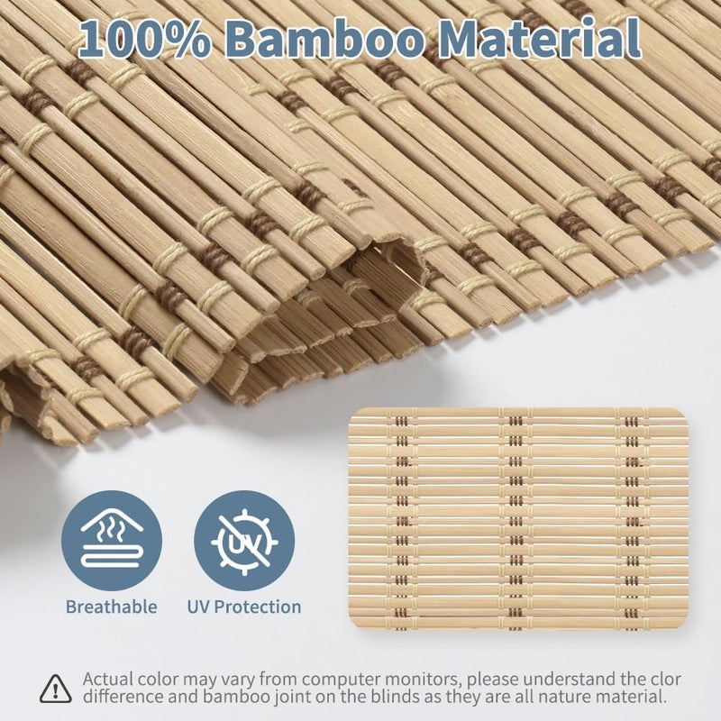 SMONTER Bamboo Roman Shades for Windows-Cordless Wooden Woven Blinds Light Filtering Bamboo Roll up Shades UV Protection and Easy Set up for Door and Countryhouse, 42" W x 64" H, Squirrel - Image 4